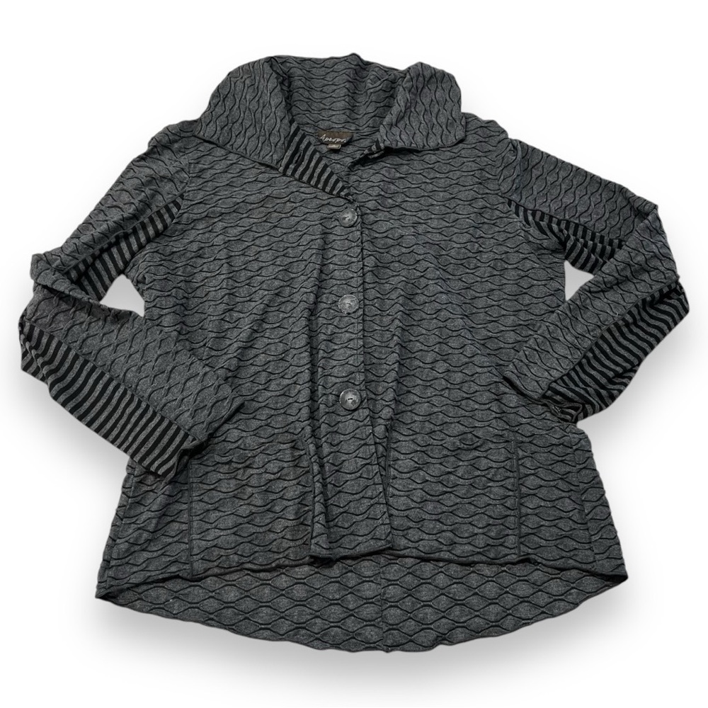 Apropos size extra large sweater cardigan grey gray textured cozy XL